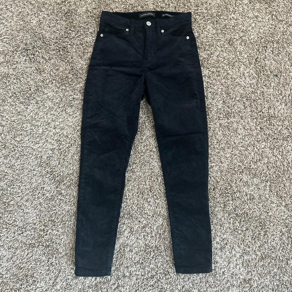 Banana Republic Petite High-Rise Skinny Velvet Pant in Black Size W24P - Picture 1 of 4